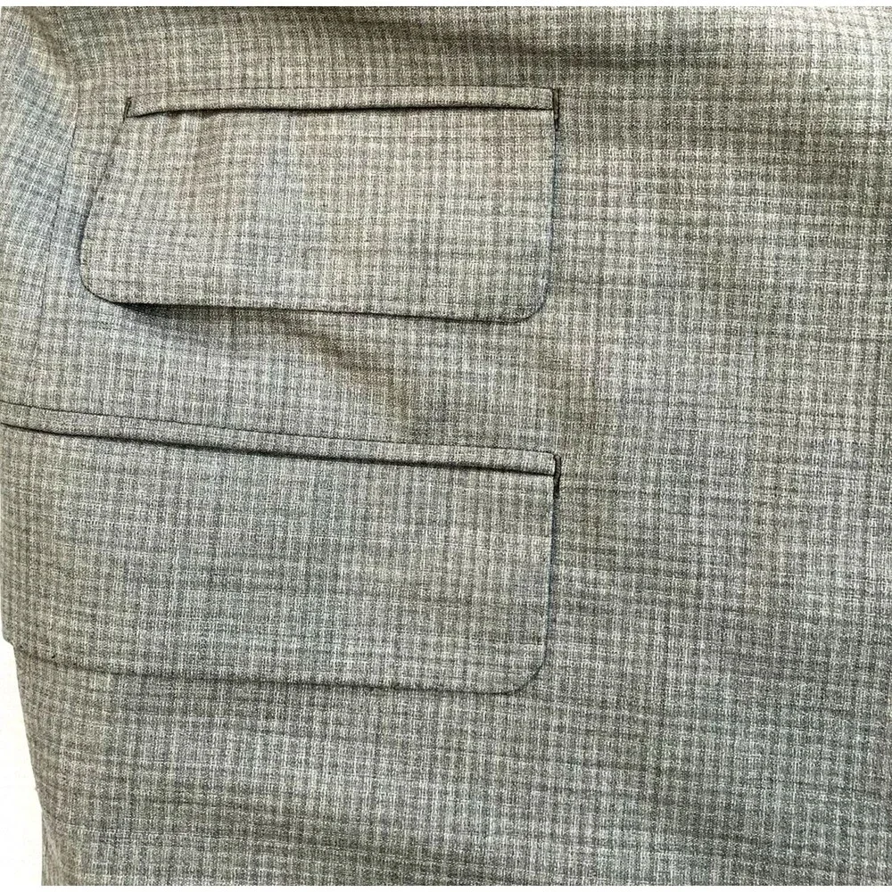 Oxxford Clothes Suit Surgeon Cuff Bespoke 42 44 S Pants 34 Check Plaid Tan Gray